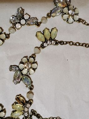 Delicate Floral Crystal Necklace in Pale Yellow and Opal